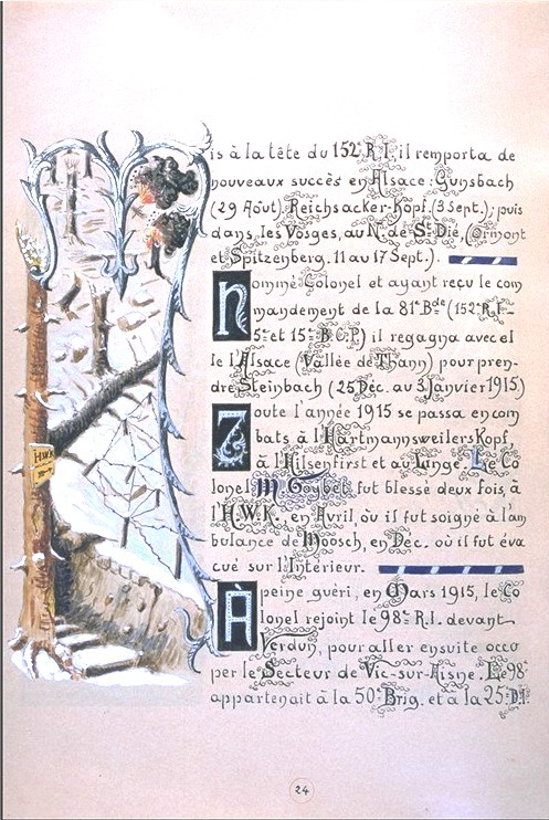 Livre de famille de Mariano Goybet : Combats en Alsace et Vosges 1914-1915 à la tête de ses troupes alpines
